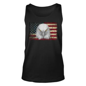 American Bald Eagle Eyes Usa Flag Patriotic Unisex Tank Top | Mazezy