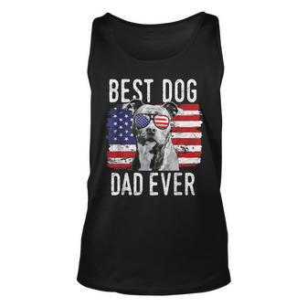 American Flag Best Dog Dad Ever Staffordshire Bull Terrier Tank Top | Mazezy