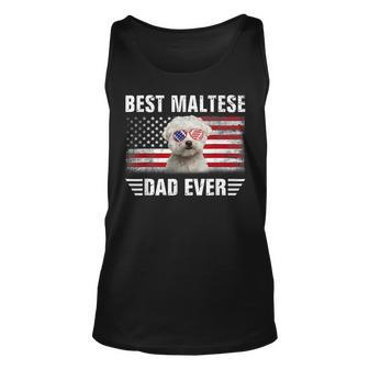 American Flag Best Maltese Dad Ever Dog Dad Fathers Day Unisex Tank Top - Thegiftio UK