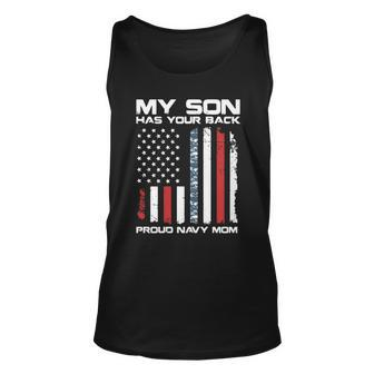 American Flag My Son Has Your Back Proud Navy Mom Men Women Tank Top Graphic Print Unisex - Thegiftio UK