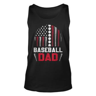 American Flag Softball Baseball Dad Gift Ball Fathers Day Unisex Tank Top | Mazezy