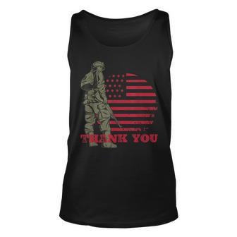 American Flag Thank You Veterans Proud Veteran V4 Unisex Tank Top - Seseable