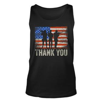 American Flag Thank You Veterans Proud Veteran V7 Unisex Tank Top - Seseable