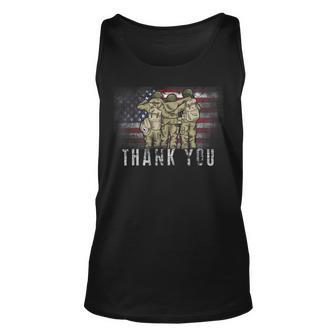 American Flag Thank You Veterans Proud Veteran V8 Unisex Tank Top - Seseable
