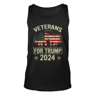 American Flag Veterans For Trump 2024 - Dad Grandpa Veterans Unisex Tank Top - Seseable