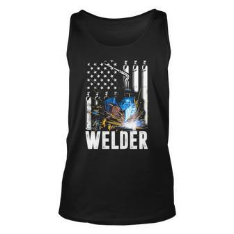 American Flag Welder Funny Patriotic Fathers Day Gift V2 Unisex Tank Top - Seseable