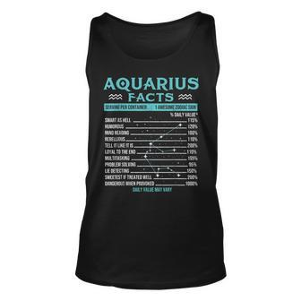 Aquarius Facts - Zodiac Sign Horoscope Birthday Astrology Unisex Tank Top | Mazezy