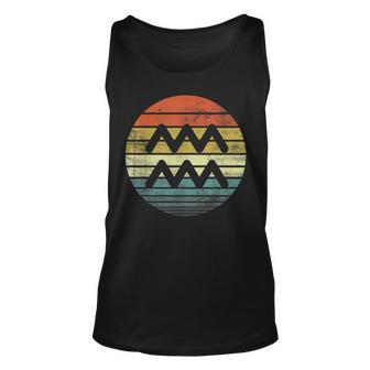 Aquarius Gifts Funny Retro Sunset Zodiac Sign Birthday Unisex Tank Top - Seseable