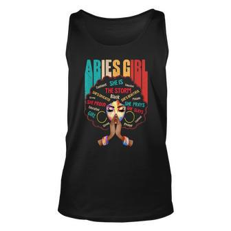 Aries Girl She Slays & Prays March April Birthday Queens Unisex Tank Top | Mazezy