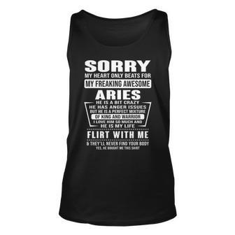 Aries Name Gift Sorry My Heartly Beats For Aries Unisex Tank Top - Seseable
