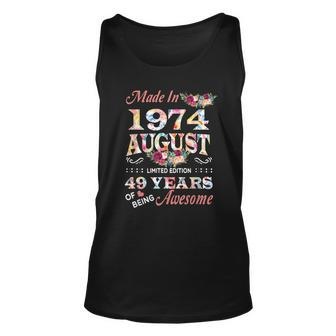 August 1974 Flower 49 Years Of Being Awesome Unisex Tank Top - Seseable