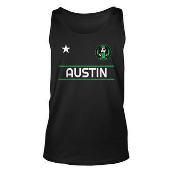 Austin Soccer Team Jersey - Mini 512 Badge Unisex Tank Top | Mazezy