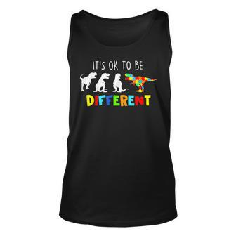 Autism Awareness Dinosaur Kid Boys Its Ok To Be Different Unisex Tank Top | Mazezy