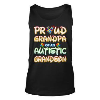 Autism Awareness Family Proud Grandpa Of Autistic Grandson Unisex Tank Top - Seseable