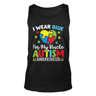 Autism Awareness Month Heart I Wear Blue For My Uncle Unisex Tank Top | Mazezy