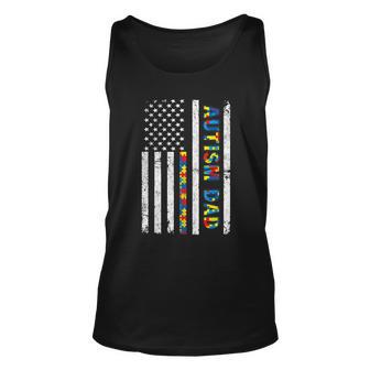 Autism Awareness Proud Autism Dad Vintage Usa Flag Gifts Men V2 Unisex Tank Top | Seseable UK
