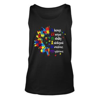 Autism Awareness Support Autism Kids For Mom Dad Sunflower Unisex Tank Top | Mazezy UK