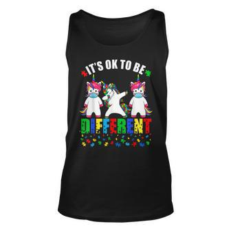Autism Awareness Unicorn Face Mask Its Ok To Be Different Unisex Tank Top - Seseable