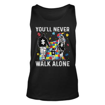 Autism Dad Mom Son Support Alone Parents Youll Never Walk Unisex Tank Top | Mazezy UK