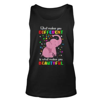 Autism Elephant What Makes You Different Makes You Beautiful Tank Top | Mazezy