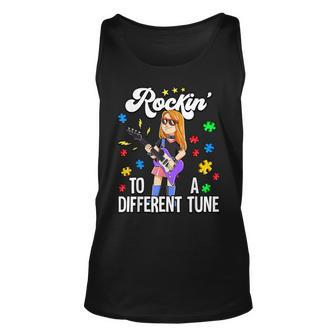 Autism Rockin To A Different Tune Autism Girl Unisex Tank Top | Mazezy