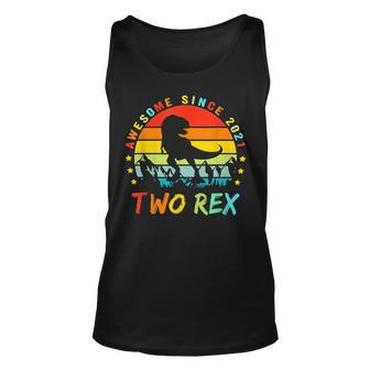 Awesome Since 2021 Two Rex 2Nd Birthday Dinosaur 2 Year Old Tank Top | Mazezy