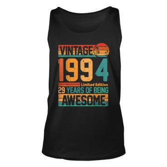 Awesome 29 Years Old 29Th Birthday Sunset Vintage 1994 Unisex Tank Top - Seseable