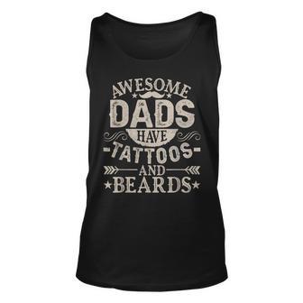 Awesome Dads Have Tattoos And Beards Fathers Day Vintage Unisex Tank Top - Thegiftio UK