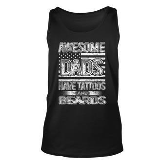 Awesome Dads Have Tattoos And Beards Fathers Day Vintage Unisex Tank Top - Thegiftio UK