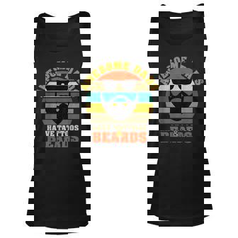 Awesome Dads Have Tattoos And Beards Vintage Fathers Day V4 Unisex Tank Top - Seseable