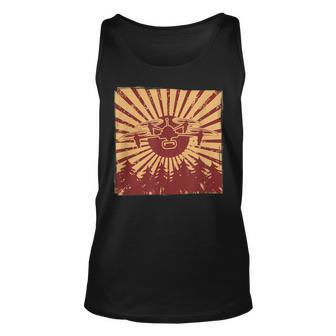 Awesome Drone Pilot Flyer Vintage Sun Rays Unisex Tank Top - Seseable