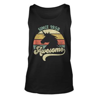 Awesome Since 1958 Retro Unicorn Birthday Gift Vintage Unisex Tank Top - Seseable