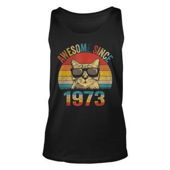Awesome Since 1973 48Th Birthday Vintage Gift Cat Lover Unisex Tank Top - Seseable