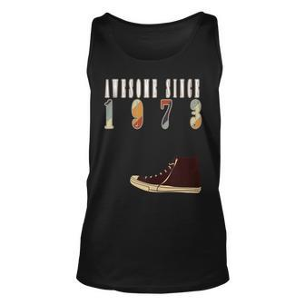 Awesome Since 1973 Vintage Sneaker Specific Date Birthday Unisex Tank Top - Seseable