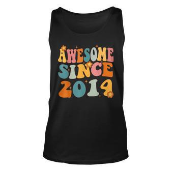 Awesome Since 2014 Birthday 9Th Anniversary Groovy 9 Years Unisex Tank Top | Mazezy