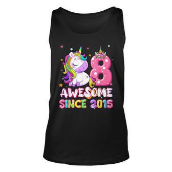 Awesome Since 2015 Dabbing Unicorn 8Th Birthday Gift Girls Unisex Tank Top - Seseable