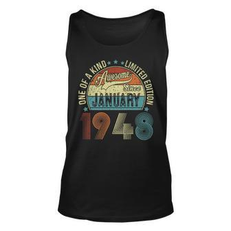 Awesome Since January 1948 Gifts 75 Year Old 75Th Birthday Unisex Tank Top - Seseable