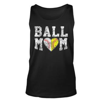 Ball Mom Baseball Softball Heart Sport Lover Funny V2 Unisex Tank Top - Seseable