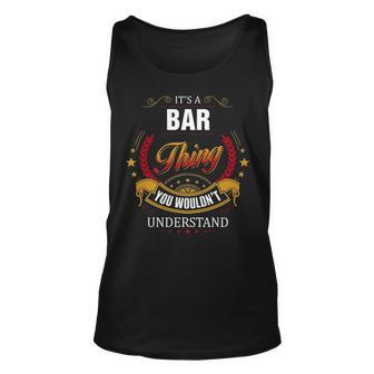 Bar Family Crest Bar Bar Clothing Bar T Bar T Gifts For The Bar Unisex Tank Top - Seseable