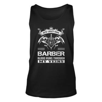 Barber Blood Runs Through My Veins V2 Unisex Tank Top - Seseable