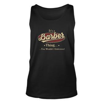 Barber Last Name Barber Family Name Crest Unisex Tank Top - Seseable