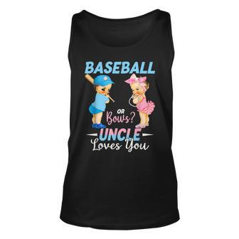 Baseball Or Bows Uncle Loves You Baby Gender Reveal Unisex Tank Top - Seseable