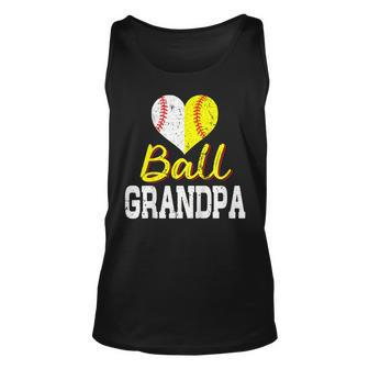 Baseball Softball Ball Heart Grandpa Shirt Fathers Day Gift Unisex Tank Top | Mazezy