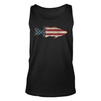 Bass Fishing American Flag Vintage Patriotic Fisherman Tank Top | Mazezy
