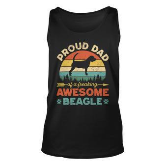 Beagle Dog Proud Beagle Dad Vintage Retro Dog Dad Present 100 Beagles Unisex Tank Top - Monsterry UK