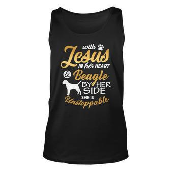 Beagle Dog With Jesus In Her Heart Mom Women 158 Beagles Unisex Tank Top - Monsterry