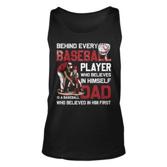 Behind Every Baseball Player Baseball Dad Fathers Day Unisex Tank Top - Thegiftio UK