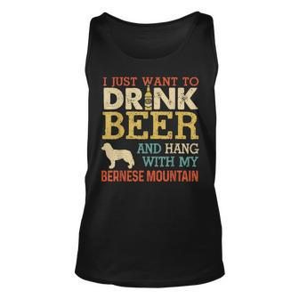 Bernese Mountain Dad Drink Beer Hang With Dog Funny Vintage Unisex Tank Top - Seseable