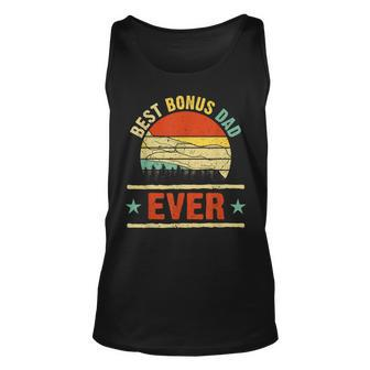 Best Bonus Dad Ever Vintage Sunset Funny Fathers Day Gift Unisex Tank Top | Mazezy