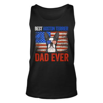 Best Boston Terrier Dad Ever American Flag Fathers Day Unisex Tank Top | Mazezy